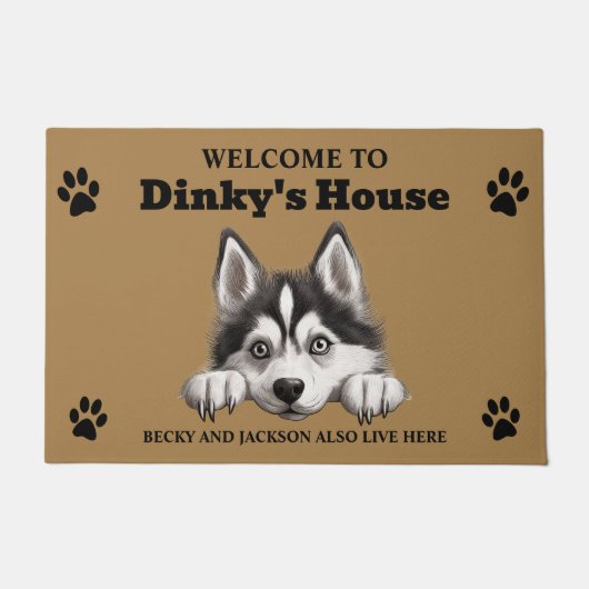 Paillasson Cute Siberian Husky Chien Photo (Devant)