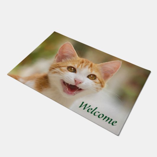 Paillasson Cute Smiling Kitten Face Funny Cat Meow (Incliné)