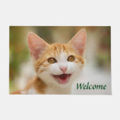 Paillasson Cute Smiling Kitten Face Funny Cat Meow (Devant)