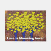 Paillasson Cute Sparkly Jaune Aimer Coeurs Arbres (Devant)