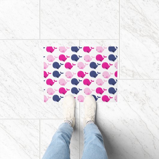 Paillasson Cute Whales, Pattern of Whales, Sea Animals (Intérieur)
