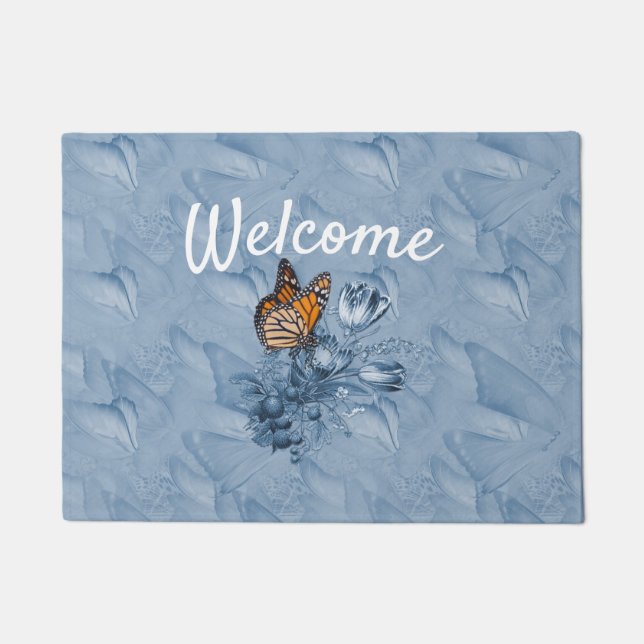 Paillasson Cyanotype Papillons mobiles (Devant)