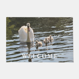 Paillasson Cygne avec Baby Cygnets mat de porte