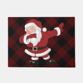 Paillasson Dabbing Red Plaid Santa Claus | Fun Rustic Buffalo (Devant)