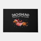 Paillasson Dachshund à travers la neige drôle chien Noël (Devant)