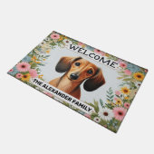 Paillasson Dachshund Chien Accueil Sweet, Floral Cadre Bienve (Incliné)