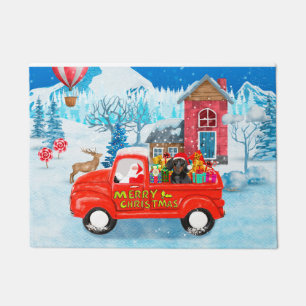 Paillasson Dachshund Chien en livraison de Noël Camion Neige
