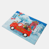 Paillasson Dachshund Chien en livraison de Noël Camion Neige (Incliné)