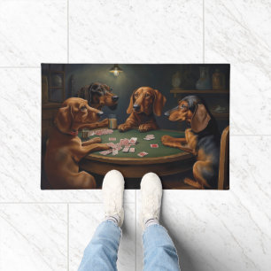 Paillasson Dachshund Chiens Jouer Poker Art