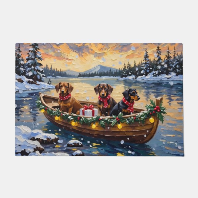 Paillasson Dachshund Christmas Boat Holiday (Devant)