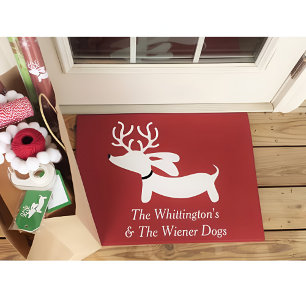 Paillasson Dachshund Christmas Reindeer Wiener Dog Doormat