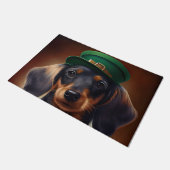 Paillasson Dachshund Dog en tenue de la Saint Patrick (Incliné)