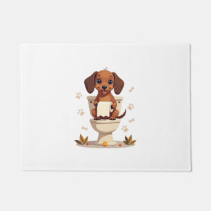 Paillasson Dachshund Mignon Vintage sur Toilettes Dessin Anim