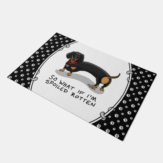 Paillasson Dachshund pourri (S noir & tan) mignon chien (Incliné)