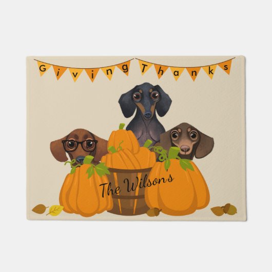 Paillasson Dachshund Thanksgiving Door Mat (Devant)