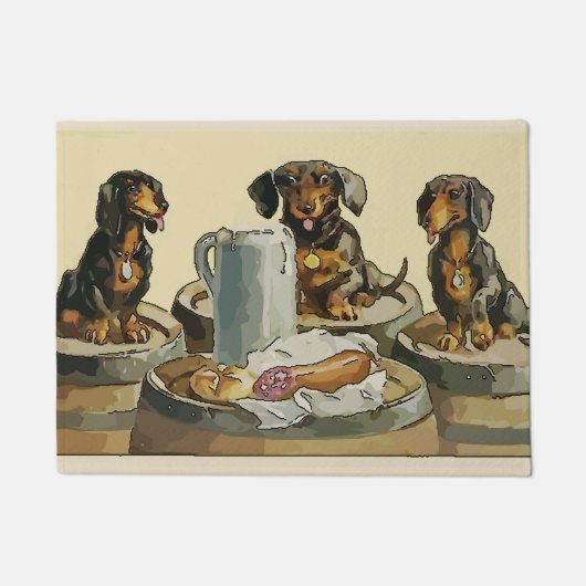 Paillasson Dachshunds at Butchers, ajouter du texte (Devant)