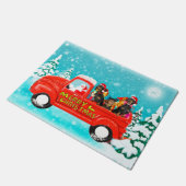 Paillasson Dachshunds Chien Noël Père Noël Livraison Camion (Incliné)