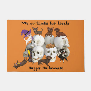 Paillasson Dachshunds Chihuahuas Crânes Halloween Porte Mat
