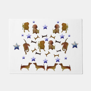 Paillasson Dachshunds, étoiles et os de chien Aquarelle