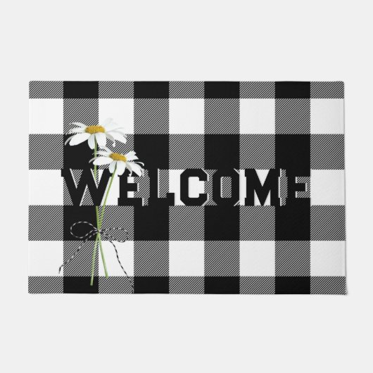 Paillasson Daisy Bouquet Bienvenue Sur Buffalo Plaid (Devant)