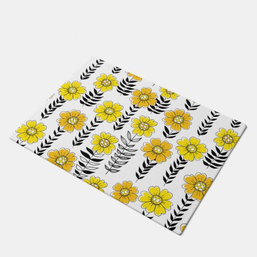 Paillasson Daisy dooda en jaune et noir (Incliné)