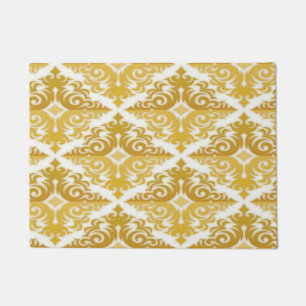 Paillasson Damas de papier peint or et blanc