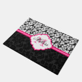 Paillasson Damas Florales Roses Noires Et Blanches (Incliné)