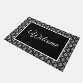Paillasson Damas noir et blanc Imprimé Porte Mat (Incliné)