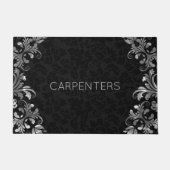 Paillasson Damas Noir Et Dentelle Florale Argent (Devant)