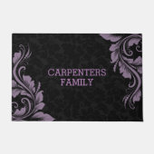 Paillasson Damas Noir Et Dentelle Florale Violette (Devant)