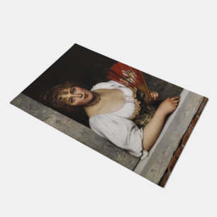 Paillasson Dame au éventail rouge (d'Eugène de Blaas)