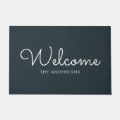 Paillasson Dark Grey Fancy Script "Welcome" Personnalisé (Devant)