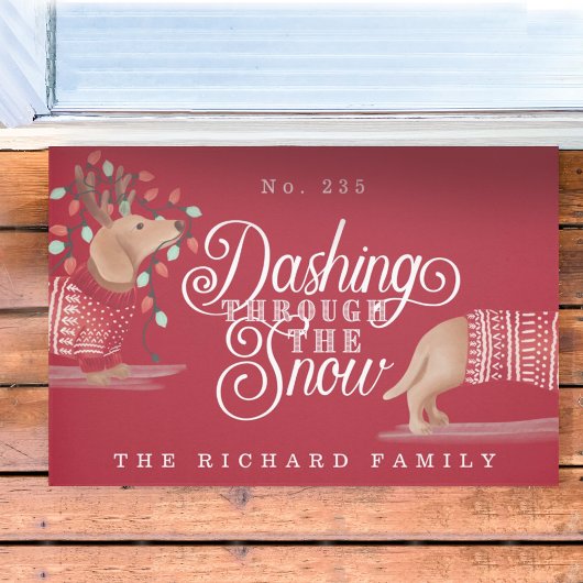 Paillasson Dashing À Travers Le Chandail De Chien Dachshund N