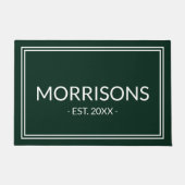 Paillasson Date double du nom vert foncé moderne (Devant)