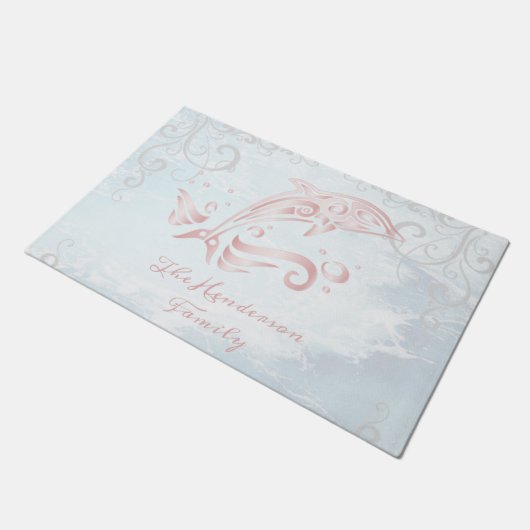 Paillasson Dauphin rose mat personnalisé (Incliné)