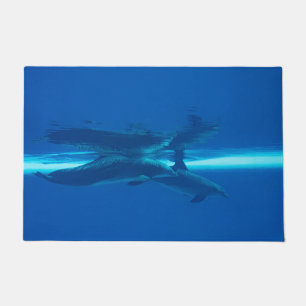 Paillasson Dauphins et océan bleu, turquoise et aqua, eau