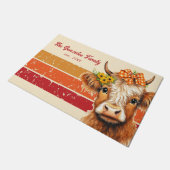 Paillasson de ferme rustique Vache Highland mignon (Incliné)