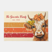 Paillasson de ferme rustique Vache Highland mignon (Devant)