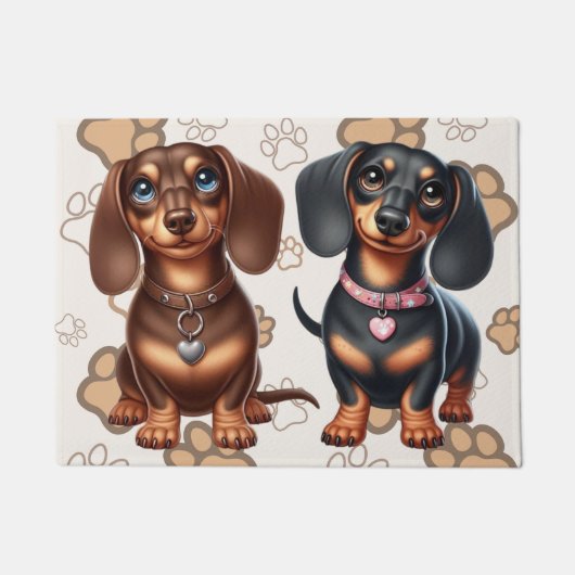 Paillasson De mignons amis dachshund (Devant)