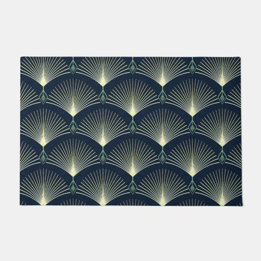 Paillasson Déco Art déco bleu foncé Motif géométrique élégant (Devant)