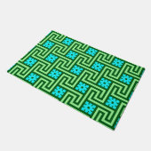 Paillasson Déco clé grecque, turquoise et Jade vert (Incliné)