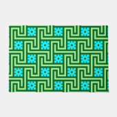 Paillasson Déco clé grecque, turquoise et Jade vert (Devant)