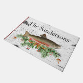 Paillasson Décor de pêche à la truite, Noël de truite (Incliné)