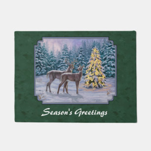 Paillasson Deer & sapin de Noël Vert