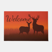 Paillasson Deer Sunset Silhouette Woodland Bienvenue (Devant)