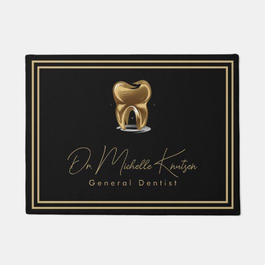 Paillasson Dentiste professionnel Dental Black Porte Or (Devant)