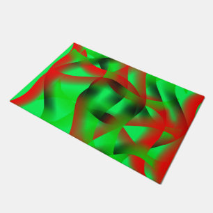 Paillasson Des ondulations vert citron et rouge clair, avec d