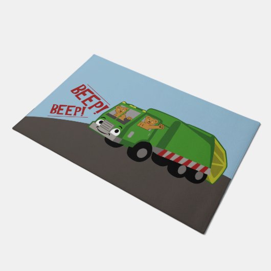 Paillasson Des ours conduisant un camion-poubelle (Incliné)