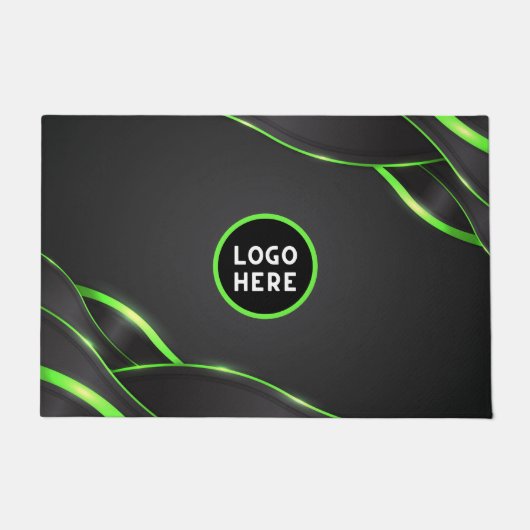 Paillasson Design Abstrait noir et vert | Ajouter un logo (Devant)