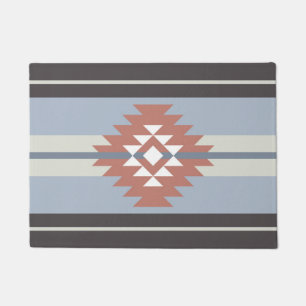 Paillasson Design aztèque en rose et bleu